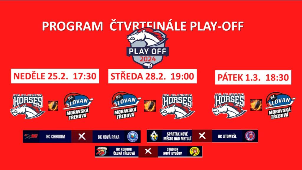 PROGRAM ČTVRTFINÁLE PLAY OFF 2024